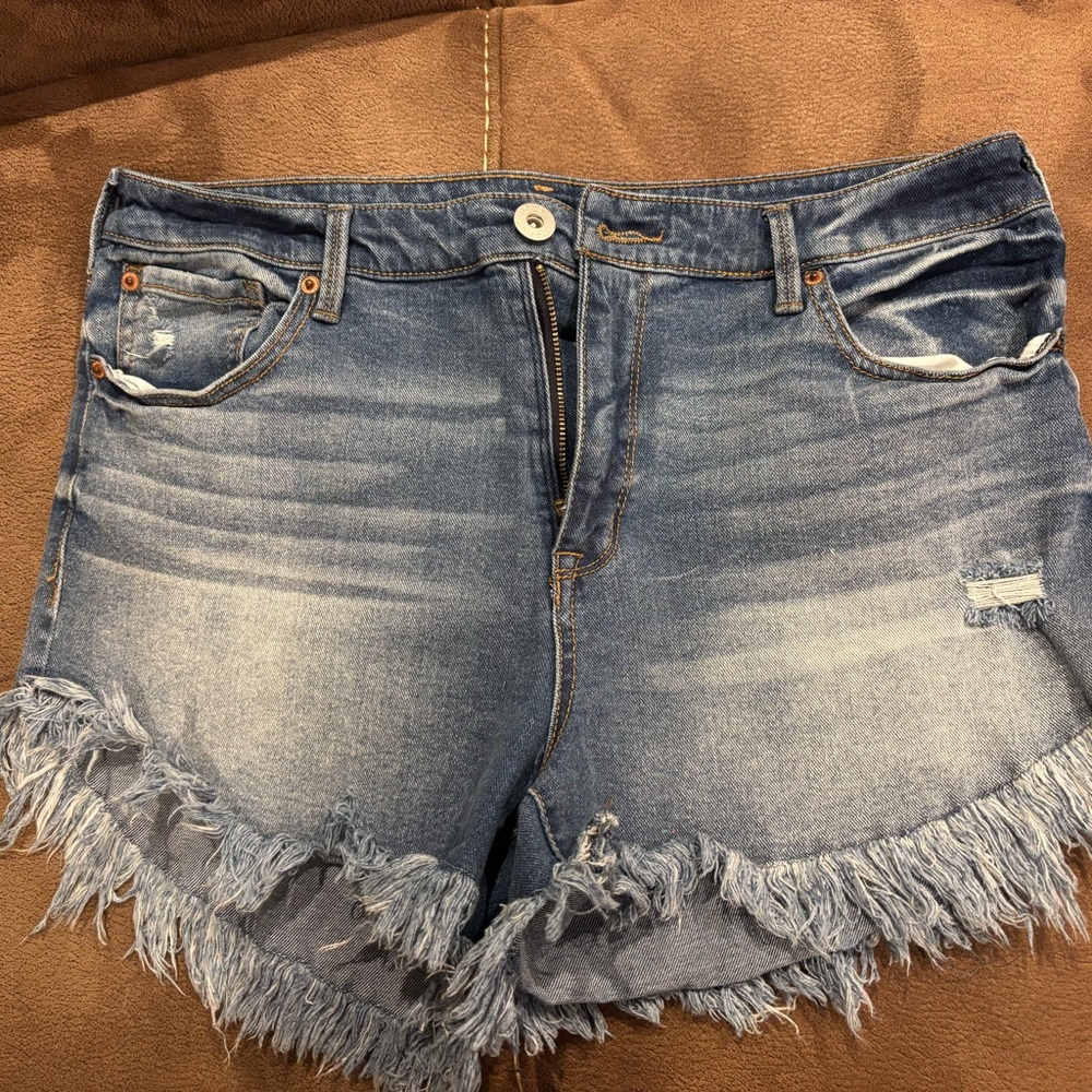 INC International Concepts Blue Jean Shorts Distressed Frayed Hem